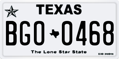 TX license plate BGO0468