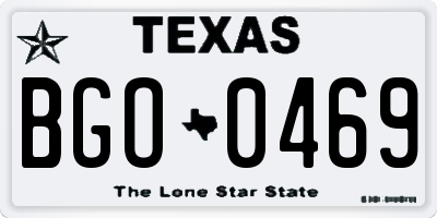 TX license plate BGO0469