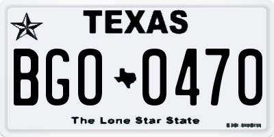 TX license plate BGO0470