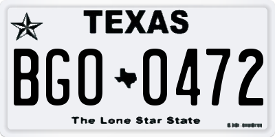 TX license plate BGO0472