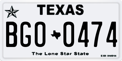 TX license plate BGO0474