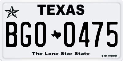 TX license plate BGO0475