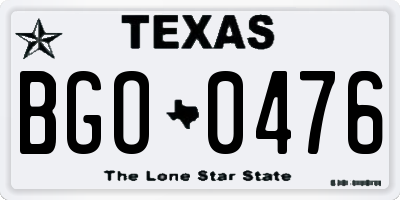 TX license plate BGO0476