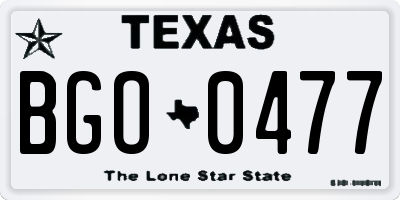 TX license plate BGO0477