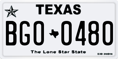 TX license plate BGO0480