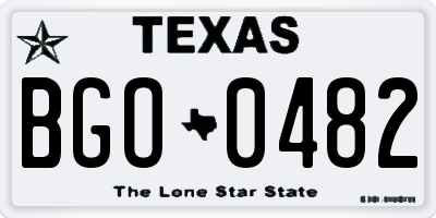 TX license plate BGO0482