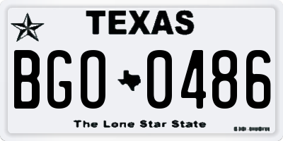 TX license plate BGO0486