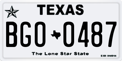 TX license plate BGO0487