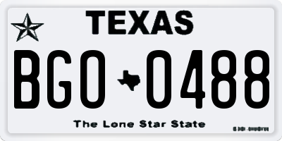 TX license plate BGO0488