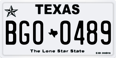 TX license plate BGO0489