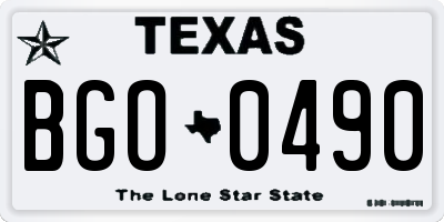 TX license plate BGO0490