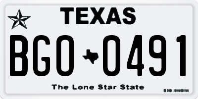 TX license plate BGO0491