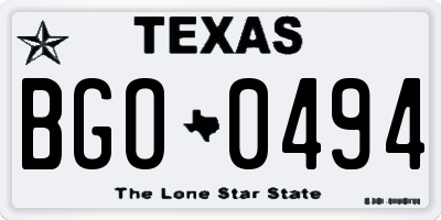 TX license plate BGO0494