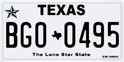 TX license plate BGO0495
