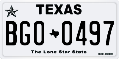 TX license plate BGO0497