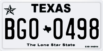TX license plate BGO0498