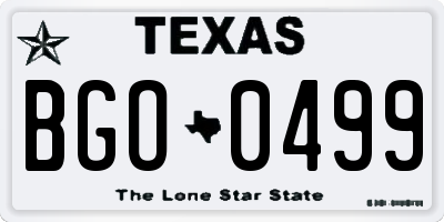TX license plate BGO0499