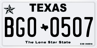 TX license plate BGO0507