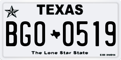 TX license plate BGO0519