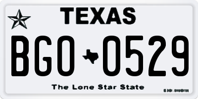 TX license plate BGO0529