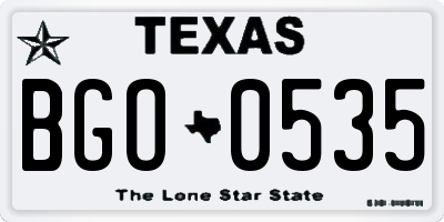 TX license plate BGO0535