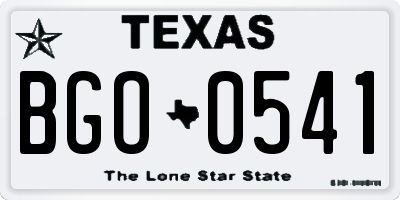 TX license plate BGO0541