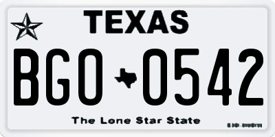 TX license plate BGO0542