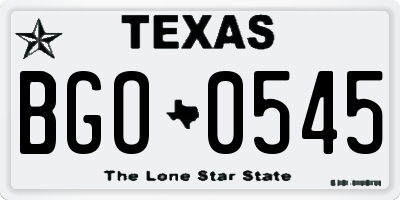 TX license plate BGO0545