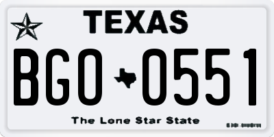 TX license plate BGO0551