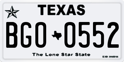 TX license plate BGO0552
