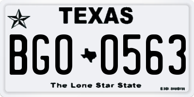 TX license plate BGO0563