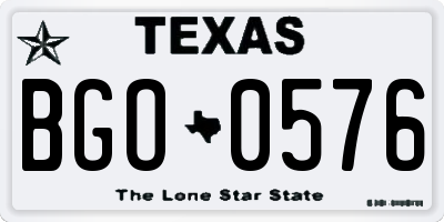 TX license plate BGO0576