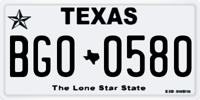 TX license plate BGO0580
