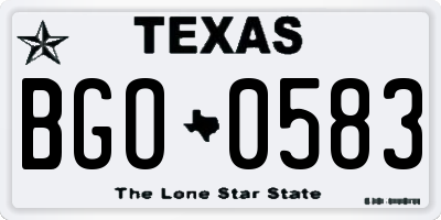 TX license plate BGO0583
