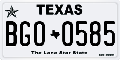 TX license plate BGO0585