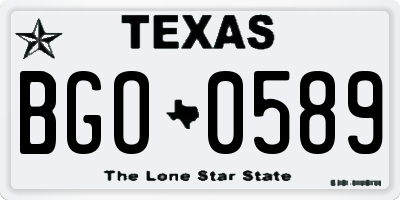 TX license plate BGO0589