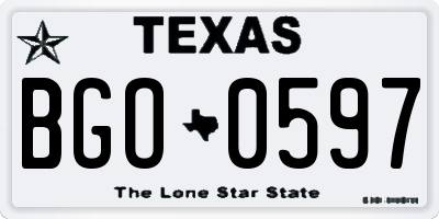 TX license plate BGO0597