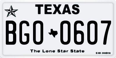 TX license plate BGO0607