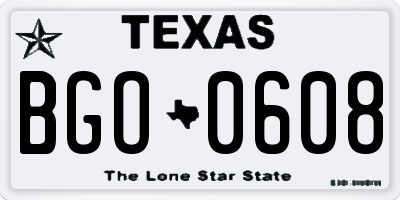 TX license plate BGO0608