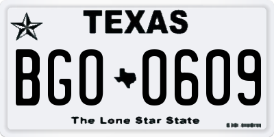 TX license plate BGO0609