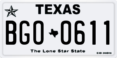 TX license plate BGO0611
