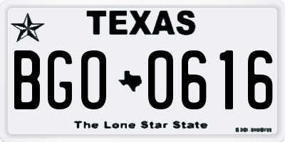 TX license plate BGO0616