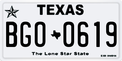 TX license plate BGO0619
