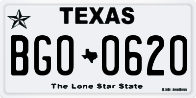 TX license plate BGO0620