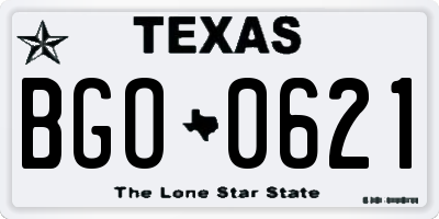 TX license plate BGO0621