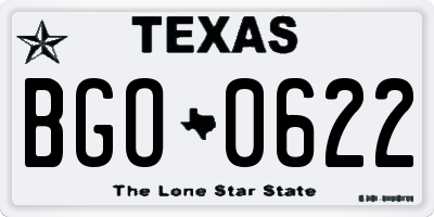 TX license plate BGO0622