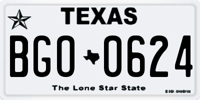 TX license plate BGO0624