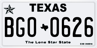 TX license plate BGO0626