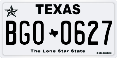 TX license plate BGO0627