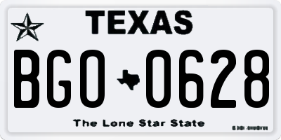 TX license plate BGO0628
